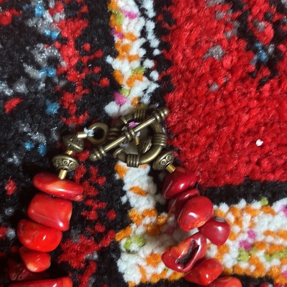 Red Coral Deer Antler Statement Necklace - Picture 5 of 14